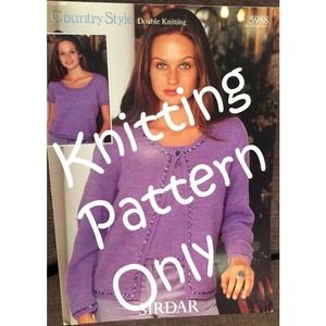 New Sirdar 5988 Country Style Double Knitting Beaded Twin Set Sweater Pattern